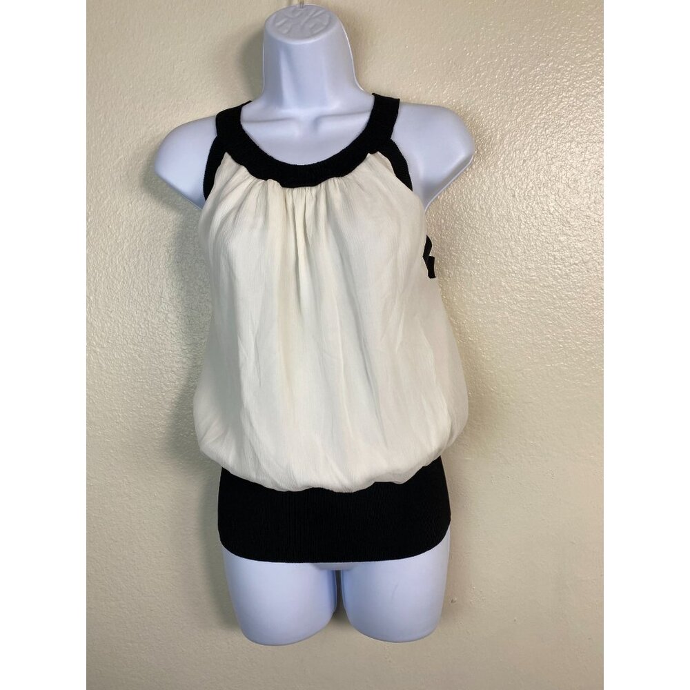 St. John Black White Silk Tank Top Womens Medium Quiet Luxury Capsule Minimalist